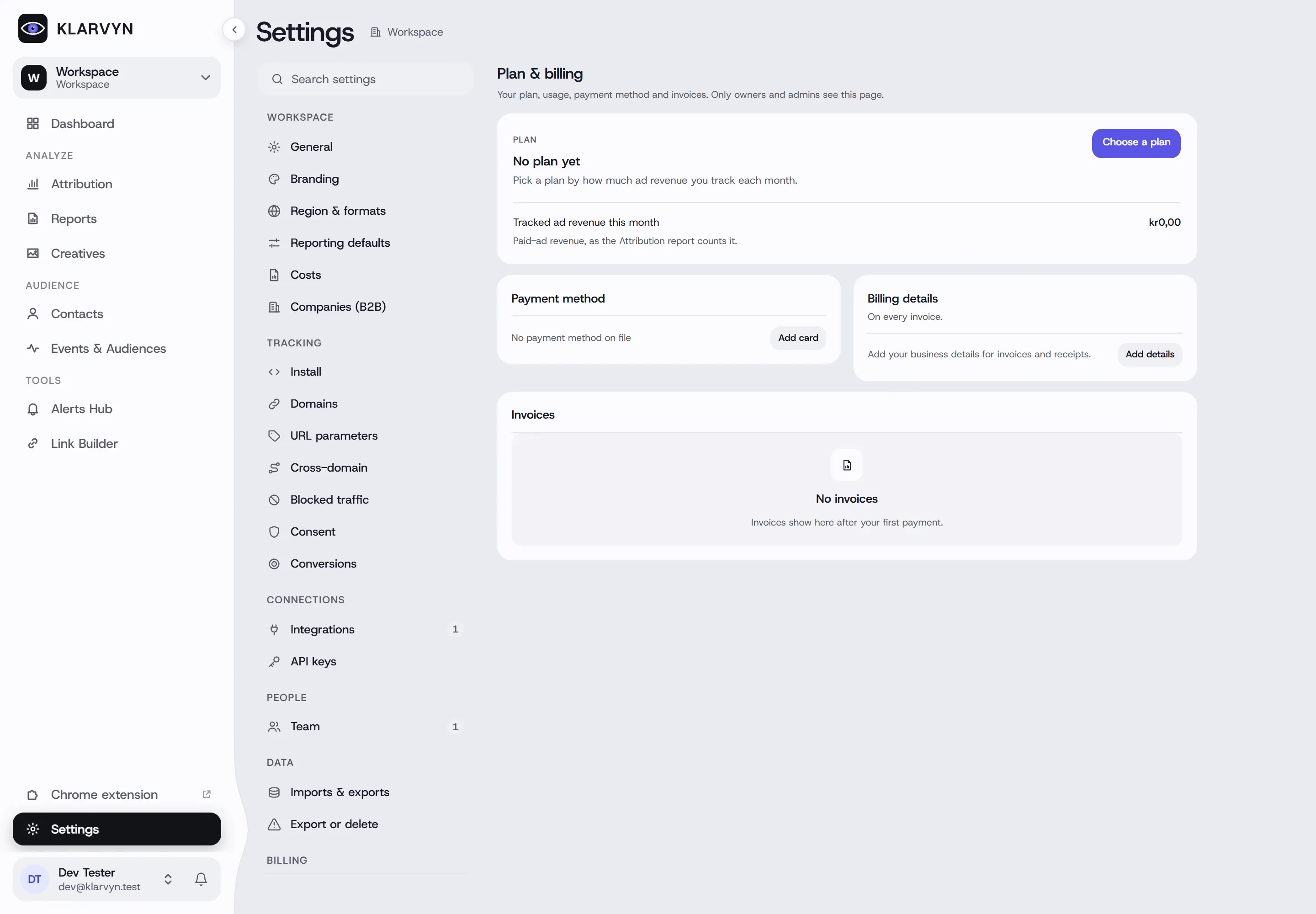 Settings → Plan & billing