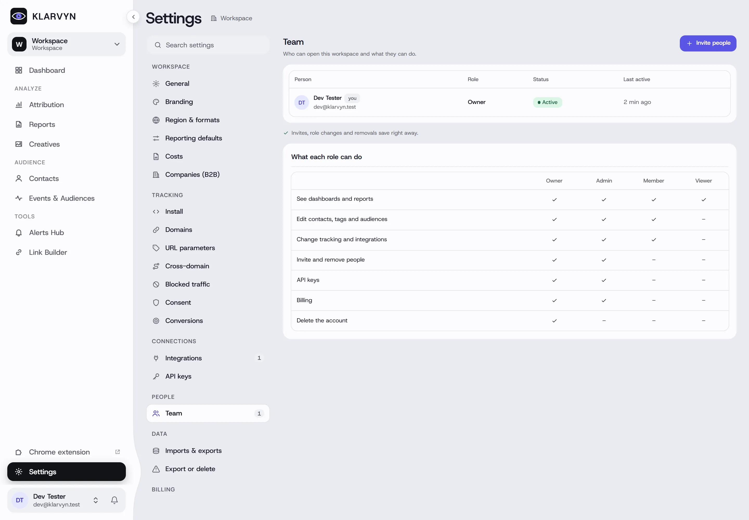 Settings → Team