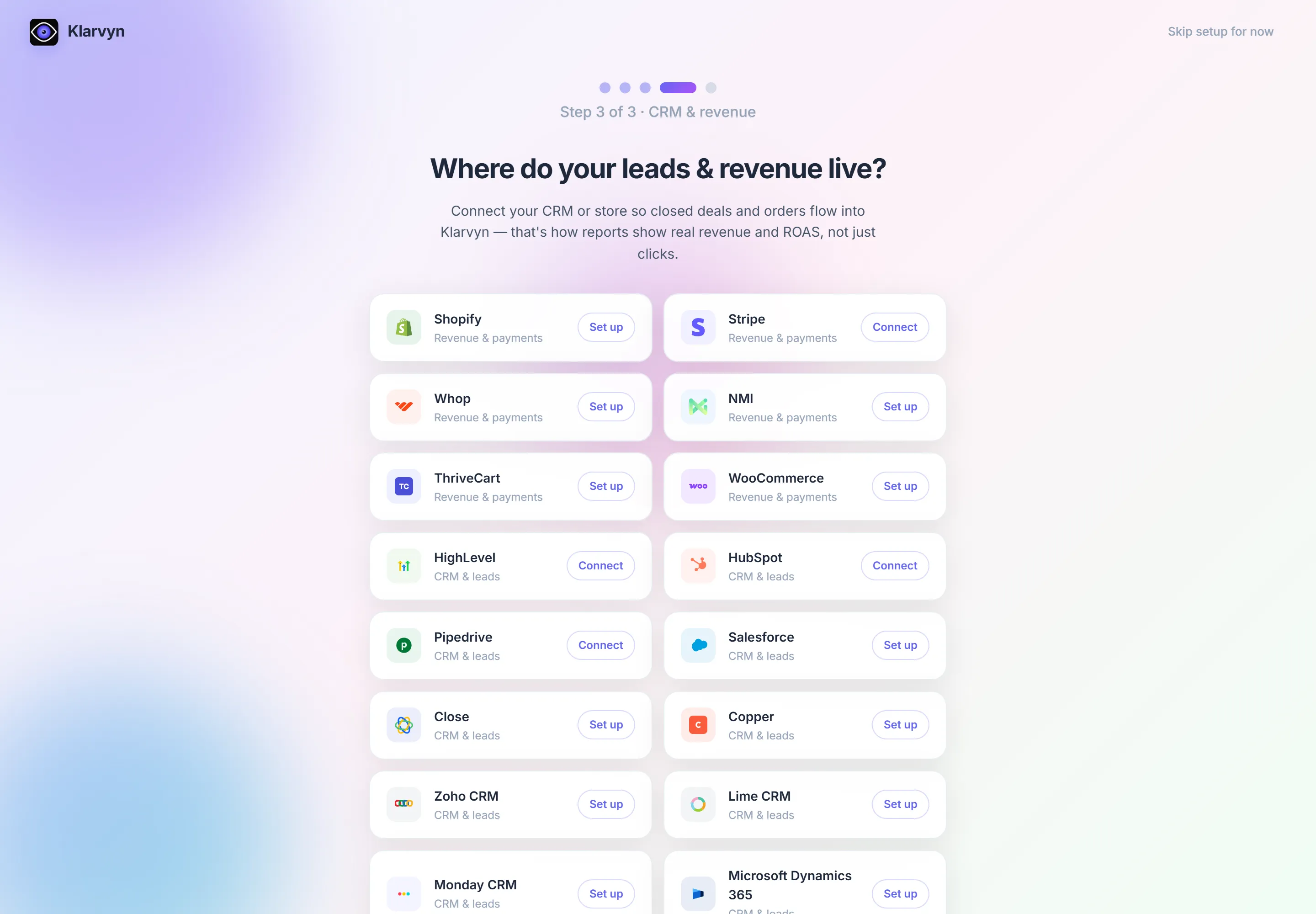 Step 3 — CRM & revenue